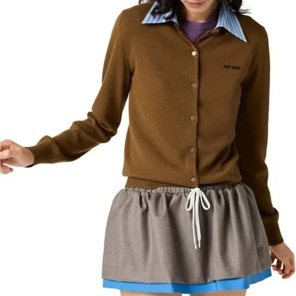 Miu Miu Brown Cashmere Detachable-Collar Cardigan — Size Small (IT 38) - Picture 2 of 7